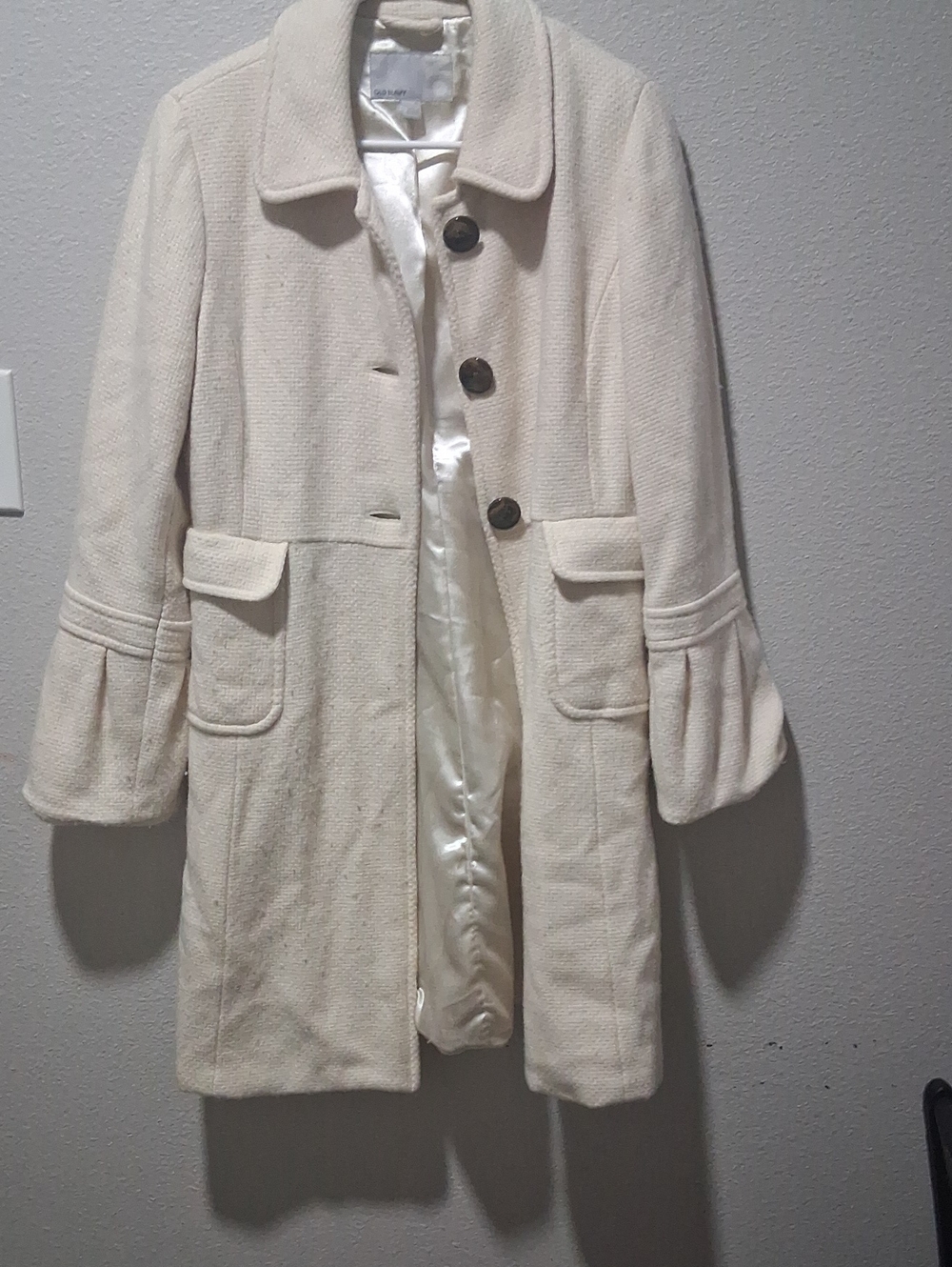 Old Navy Cream Textured Single-Breasted Pea Coat